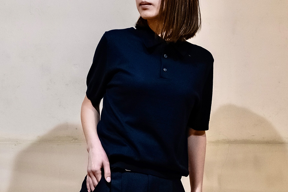 Knitted Polo Navy Cotton 100%